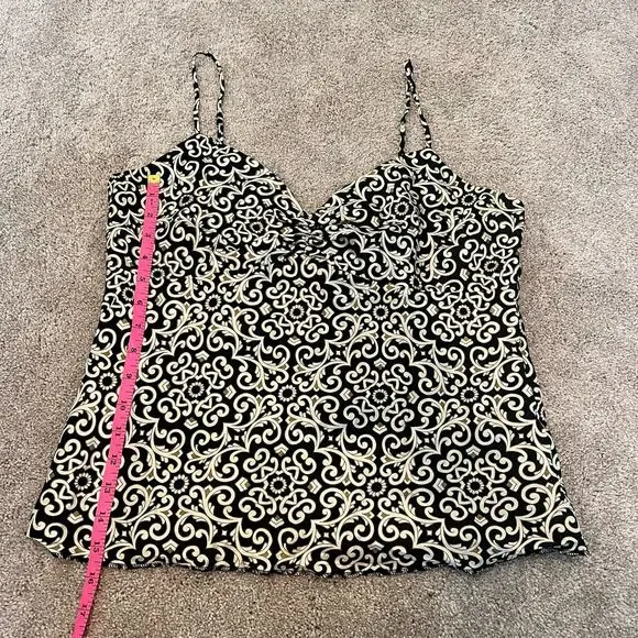 Tori Richard Women's Spaghetti Strap Blouse Cream Black Brown 100% Silk Sz 12 - Picture 7 of 8